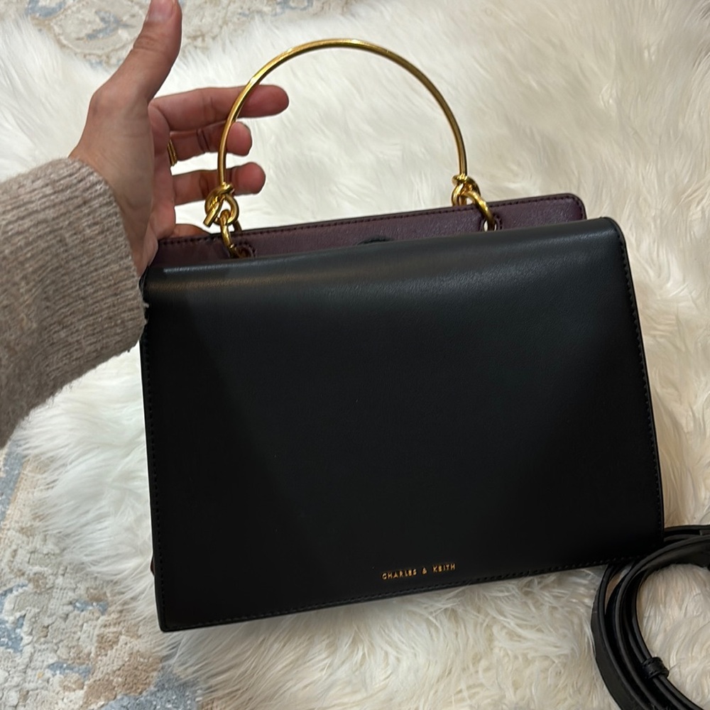 Charles & Keith Black and Gold Handbag